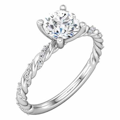 5/8 Carat Diamond Band Swirl Engagement Ring, 14K White Gold -  - STLEGR-122673W-HA