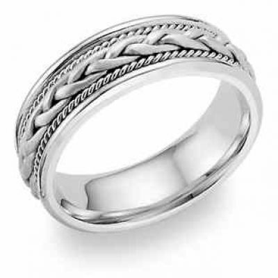 Platinum Braided Wedding Comfort fit Band Ring -  - PL-B