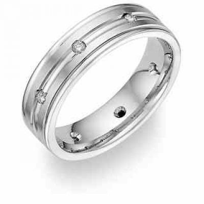 Platinum Diamond Wedding Band polished edges -  - PL-DWB-1