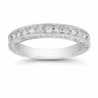 Platinum Floret Diamond Wedding Band Ring