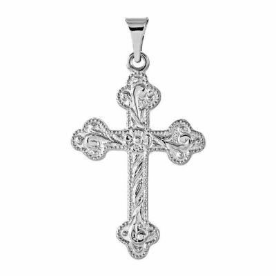 Paisley Flower Cross Necklace in 14K White Gold -  - STLCR-R41146-W