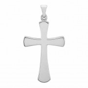 Platinum Polished and Beveled Cross Pendant