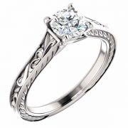 Platinum Scroll-Work 0.75 Carat Diamond Engagement Ring