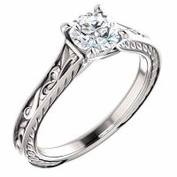 3/4 Carat Paisley Scroll Diamond Engagement Ring