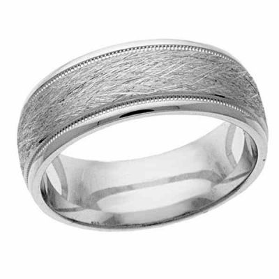 Texture-Cut Wedding Band Ring in White Gold -  - NDLS-319W