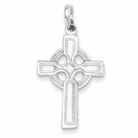 Polished and Beaded Edge Celtic Cross Pendant in Sterling Silver