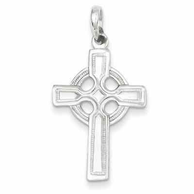 Polished and Beaded Edge Celtic Cross Pendant in Sterling Silver -  - QGCR-QC6679