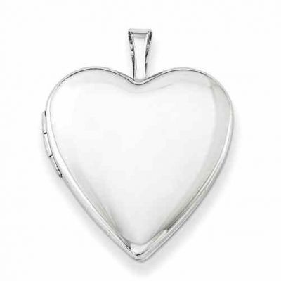 Polished and Plain Heart Locket Necklace, Sterling Silver -  - QGPD-QLS396