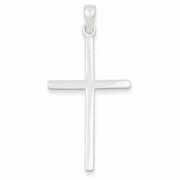 Polished Christian Cross Pendant, Sterling Silver