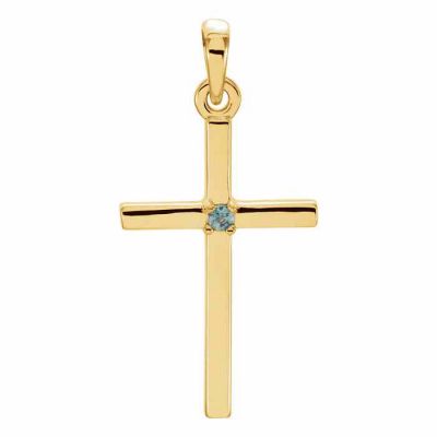 Polished Genuine Alexandrite Cross Pendant, 14K Gold -  - STLCR-R42326AXY