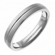 Polished Groove White Gold Wedding Band Ring