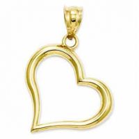 Polished Open Heart Pendant in 14K Yellow Gold