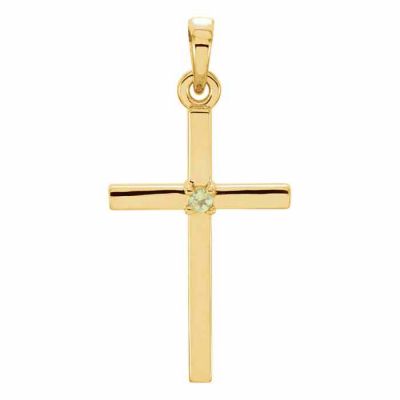 Polished Peridot Cross Pendant, 14K Gold -  - STLCR-R42326PDY