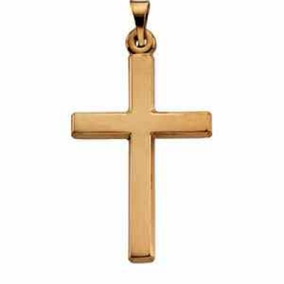 Polished Plain Latin Cross Pendant 14K Yellow Gold -  - STLCR-R41136-Y