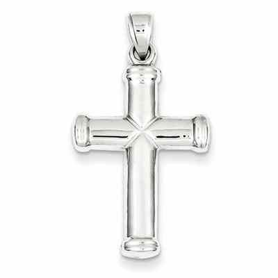 Polished Rhodium-Plated Reversible Cross Necklace in Sterling Silver -  - QGCR-QC5839