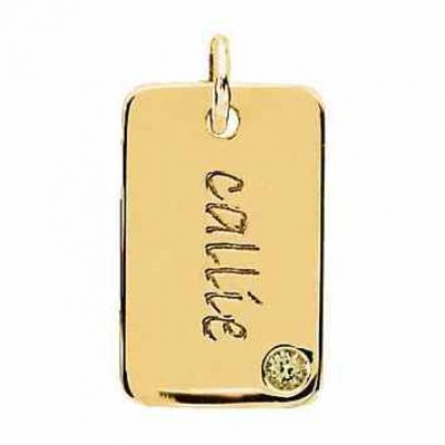 Posh Mommy Engravable Mini Dog Tag Pendant in 14K Yellow Gold -  - STLPD-84687-14KY