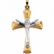 Praise Him Crucifix Pendant in Two-tone 14K Gold