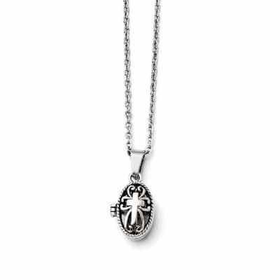 Prayer Box Stainless Steel Cross Necklace -  - QGPD-SRN1385