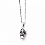 Prayer Box Stainless Steel Ichthus Necklace