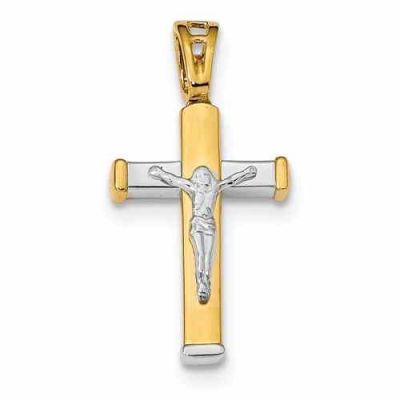 Prince of Life Crucifix Necklace in 14K Two-Tone Gold -  - QGCR-LF1042