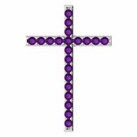 Prince of Life Purple Amethyst Cross Pendant in White Gold