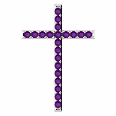 Prince of Life Purple Amethyst Cross Pendant in White Gold -  - STLCR-R42337AMW