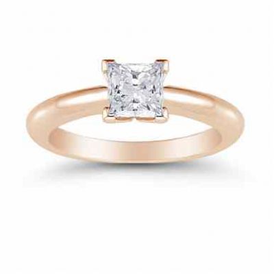 Princess Cut 0.75 Carat Diamond Solitaire Engagement Ring, Rose Gold -  - US-ENS1503-AR