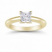 Princess Cut 0.75 Carat Diamond Solitaire Engagement Ring, Yellow Gold