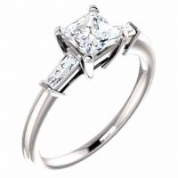 Princess-Cut and Baguette Cubic Zirconia Ring in 14K White Gold