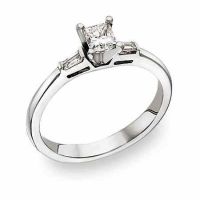 Princess Cut and Baguette Diamond Engagement Ring