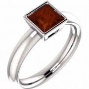 Princess-Cut Bezel-Set Garnet Ring in Sterling Silver