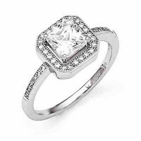 Princess-Cut Cubic Zirconia Stone Ring in Sterling Silver