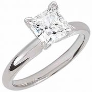 Princess-Cut Moissanite Solitaire Ring in 14K White Gold