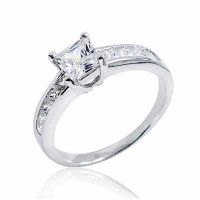 Princess-Cut Sterling Silver Cubic Zirconia Engagement Ring