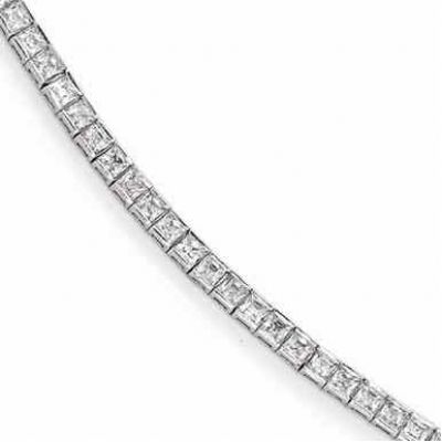 Princess-Cut Sterling Silver CZ Tennis Bracelet -  - QGBR-QG3494-7