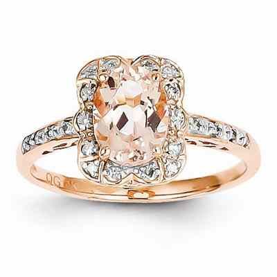 Prong-Set Morganite and Diamond Ring in 14K Rose Gold -  - QGRG-Y10699MGAA
