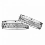 Pure Braided Wedding Band Set in 14K White Gold