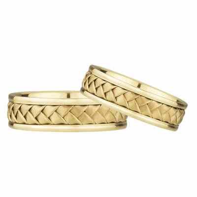 Pure Braided Wedding Band Set in 14K Yellow Gold -  - WG-12Y-SET