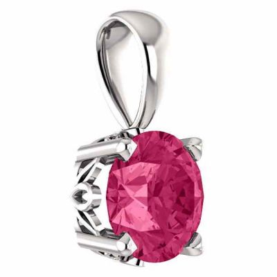 Pure Pink Topaz Swarovski Gemstone Solitaire Pendant, 14K White Gold -  - STLPD-85857PTW