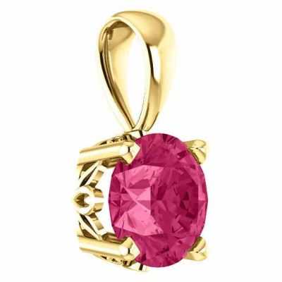 Pure Pink Topaz Swarovski Gemstone Solitaire Pendant -  - STLPD-85857PTY