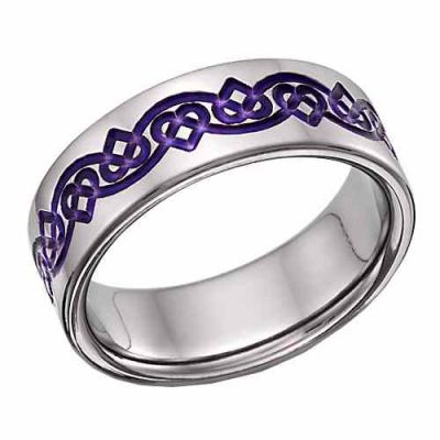 Purple Celtic Heart Love Knot Wedding Band Ring -  - TI-CK35A