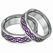 Purple Titanium Celtic Knot Wedding Band Set