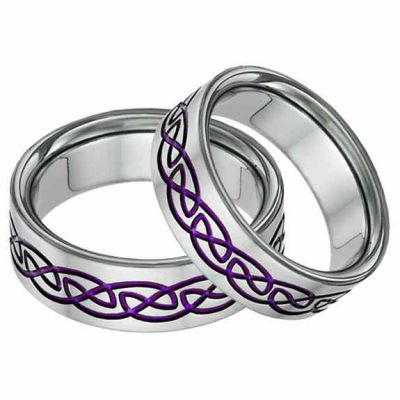 Purple Titanium Celtic Knot Wedding Band Set -  - TI-CK10-PURPLE-SET