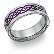 Purple Titanium Celtic Wedding Band Ring