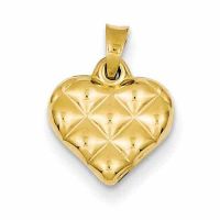 Quilted Heart Pendant, 14K Gold