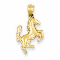 Rearing Horse Pendant, 14K Gold