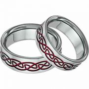 Red Titanium Celtic Knot Wedding Band Set