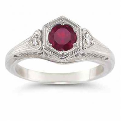 Rhodolite Garnet and Diamond Heart Ring -  - HGO-R95RDW