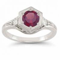 Roman Art Deco Rhodolite Garnet and Diamond Ring