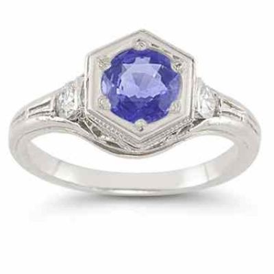 Roman Art Deco Tanzanite and Diamond Ring -  - HGO-R111TZW